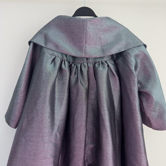 BURU Car Coat Womens L / XL Metallic Iridescent Shimmery Retro Glam Cape Jacket - Picture 8 of 14